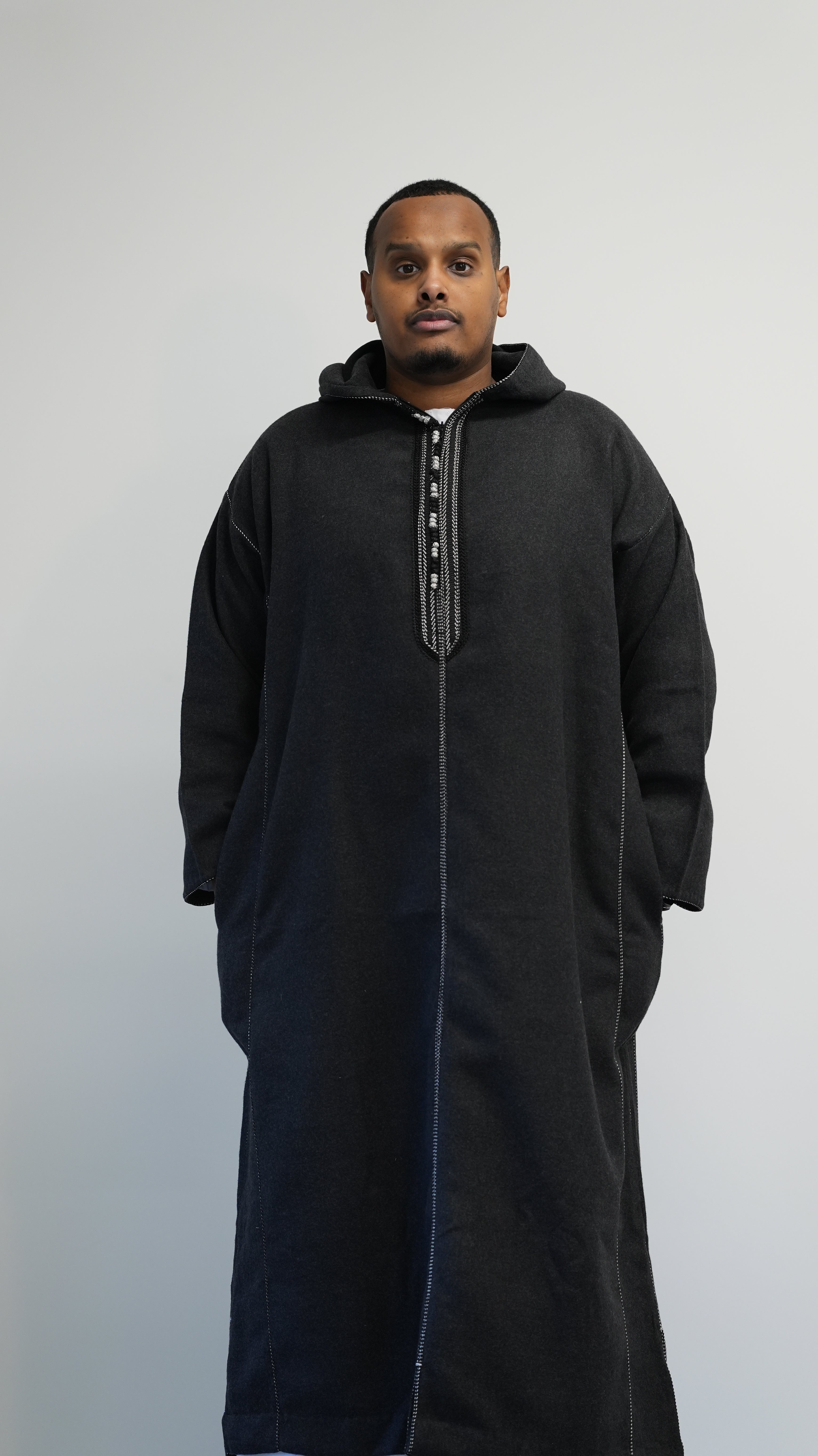 Luxury Black Winter Moroccan Djellaba | Thobe MWD1 – House of Thobes