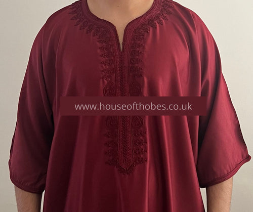 Burgundy Moroccan Gandoura | Thobe