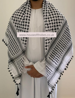 Black & White Tassel Shemagh | Keffiyeh | Scarf (read description)