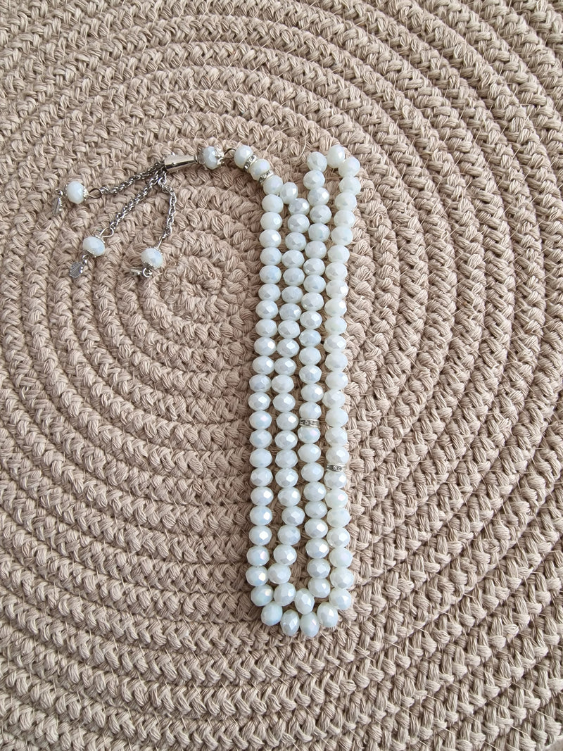 White Crystal Tasbih (99 Beads)