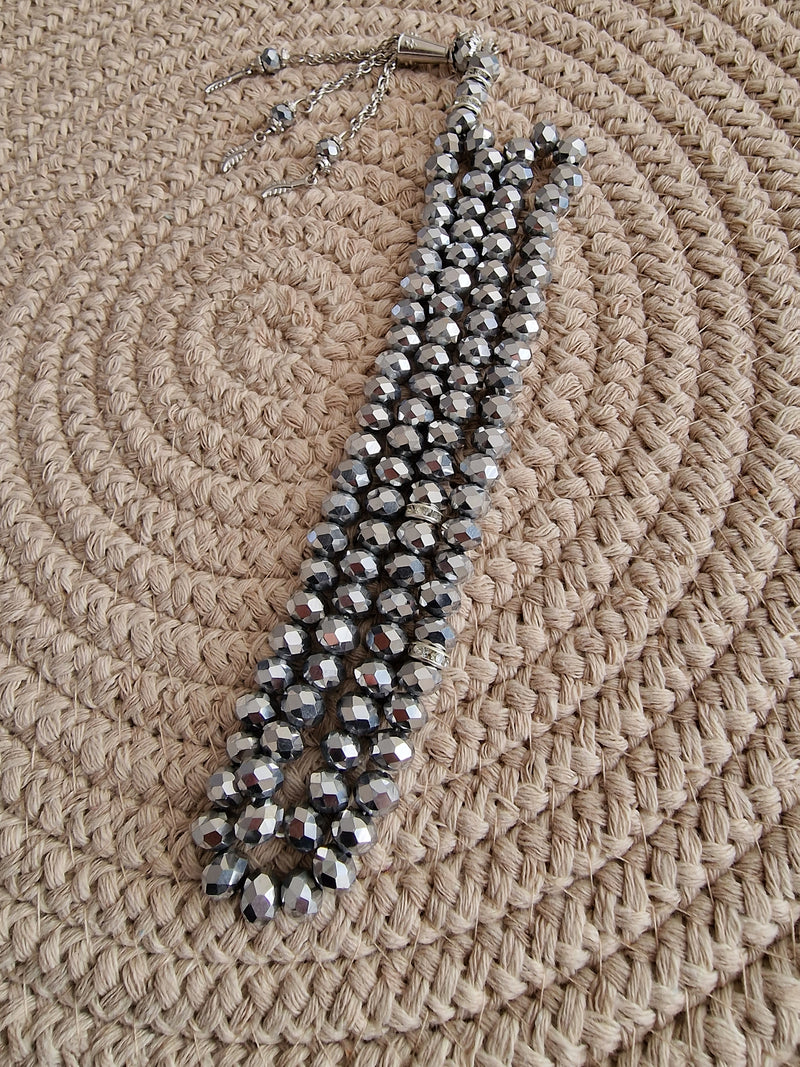 Silver Crystal Tasbih (99 Beads)