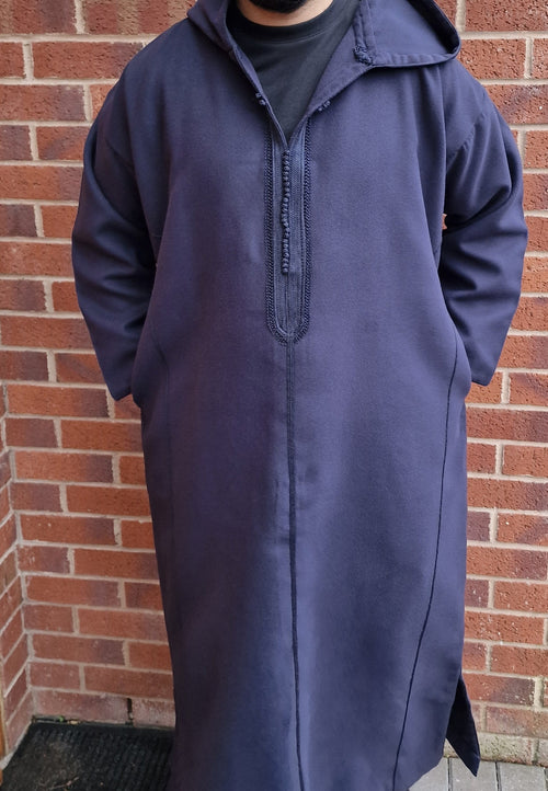 Navy Winter Moroccan Djellaba | Thobe (Thick Fabric)