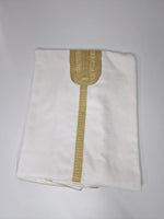 Off White Moroccan Gandoura | Thobe with Gold Embroidery