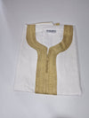 Off White Moroccan Gandoura | Thobe with Gold Embroidery