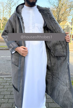 Luxury Grey Farwa Bisht | Winter Thobe Overcoat