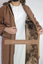 Luxury Chocolate Brown Farwa Bisht | Winter Thobe Overcoat