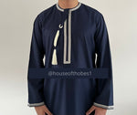 Boy's Luxury Navy Embroidered Omani Thobe