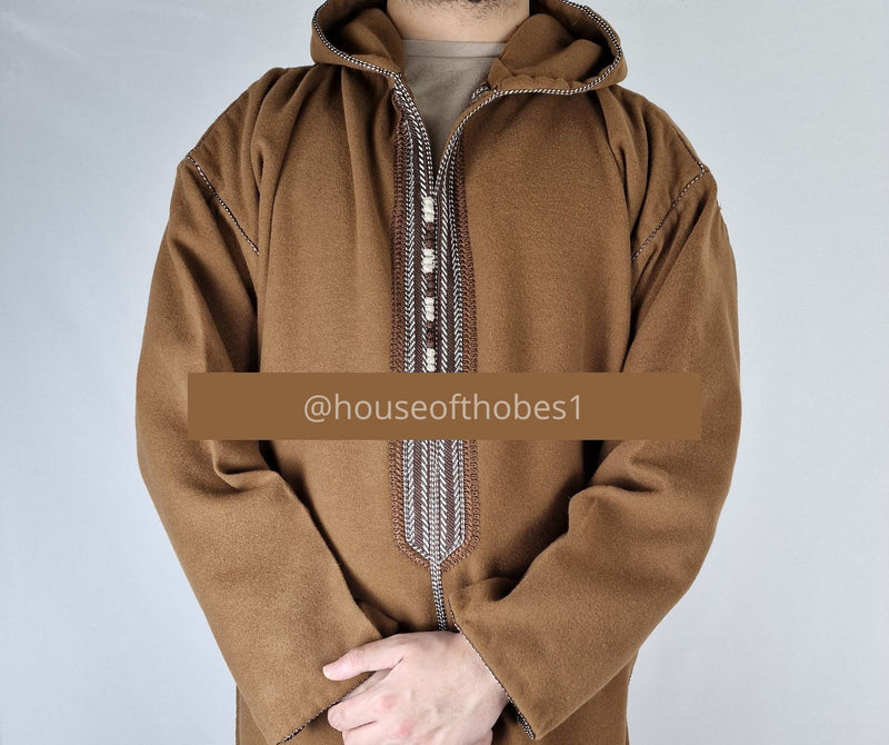 Chocolate Brown Winter Moroccan Djellaba | Thobe (Thick Fabric)