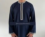 Boy's Luxury Navy Embroidered Omani Thobe