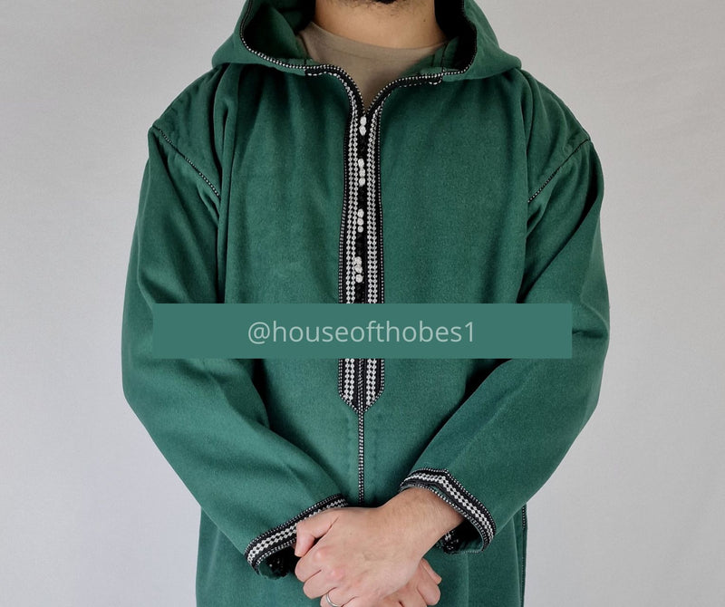 Emerald Green Winter Moroccan Djellaba | Thobe (Thick Fabric)