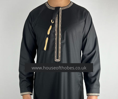 Black Embroidered Omani Thobe