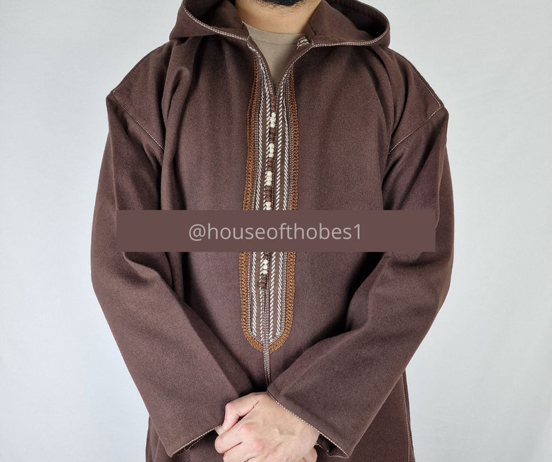 Brown Winter Moroccan Djellaba | Thobe (Thick Fabric)