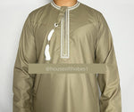 Luxury Olive Green Embroidered Omani Thobe