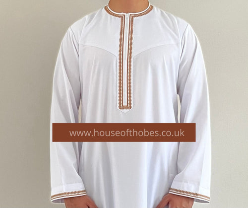 Boy's White Embroidered Omani Thobe (Baby / Toddler Size)