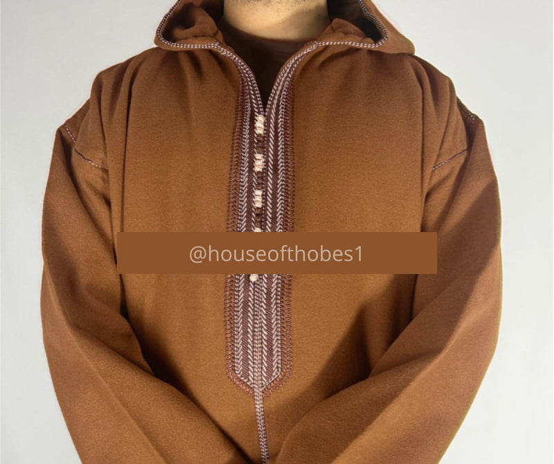 Chocolate Brown Winter Moroccan Djellaba | Thobe (Thick Fabric)