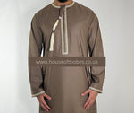 Sepia Brown Embroidered Omani Thobe