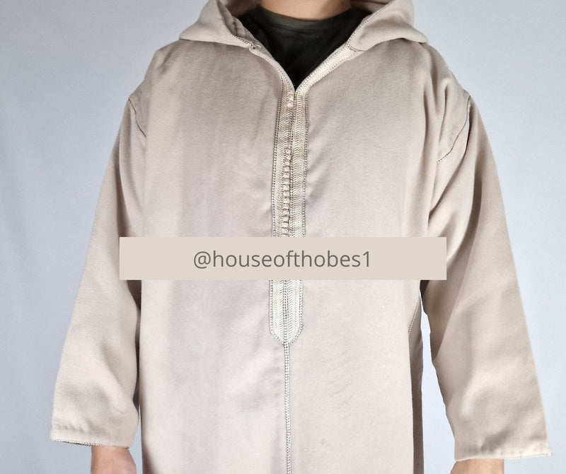 Luxury Beige Winter Moroccan Djellaba Thobe (Thick Fabric