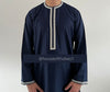 Luxury Navy Embroidered Omani Thobe