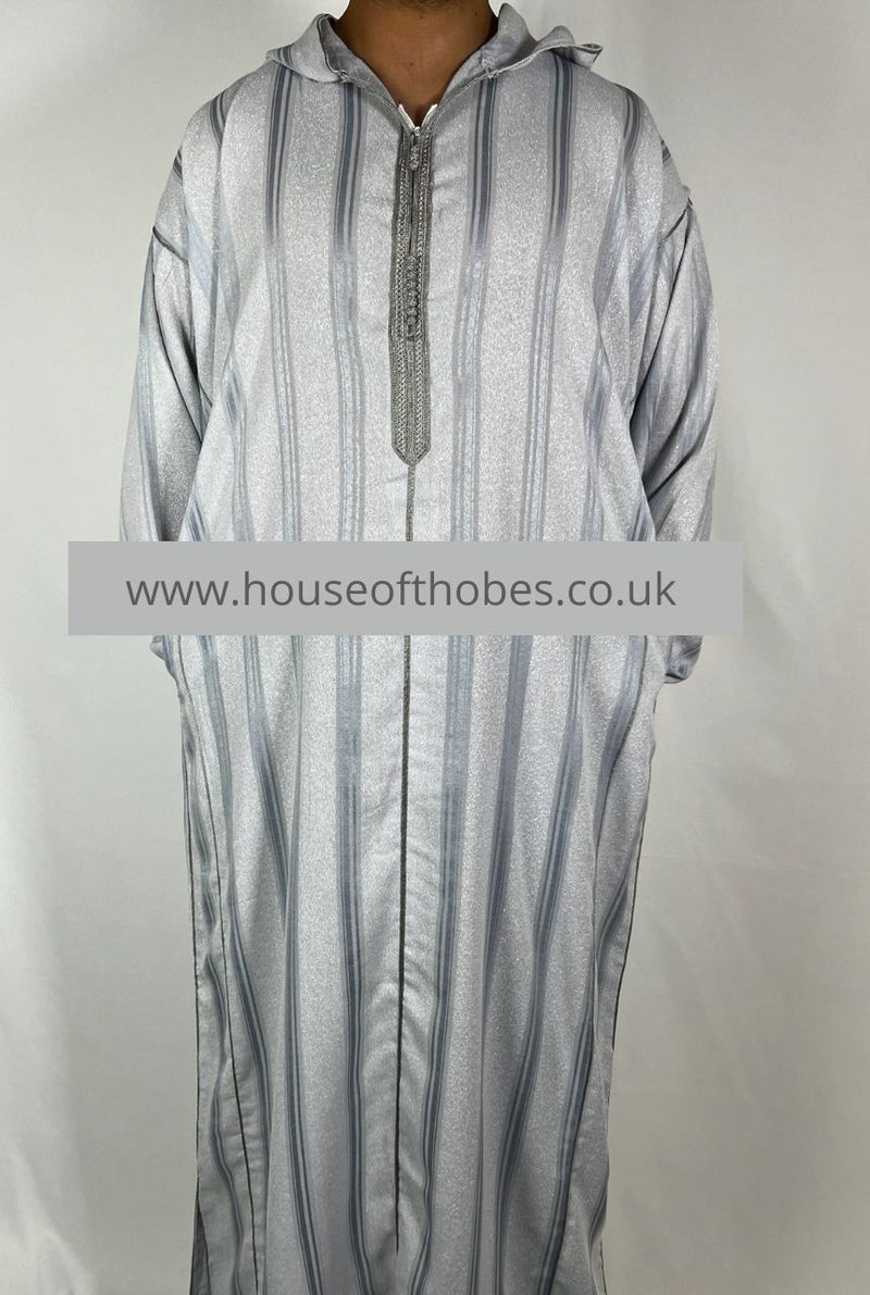 Marocain Gris Foncé Laine Mélange Capuche Manches Longues Juba Thobe Marocain Gris Foncé Laine Mélange Capuche Manches Longues Juba Thobe