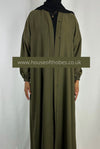 Olive Green Nida Open Abaya