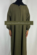 Olive Green Nida Open Abaya