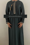 Boy's Luxury Forest Green Embroidered Omani Thobe Size 48 (Read Description)