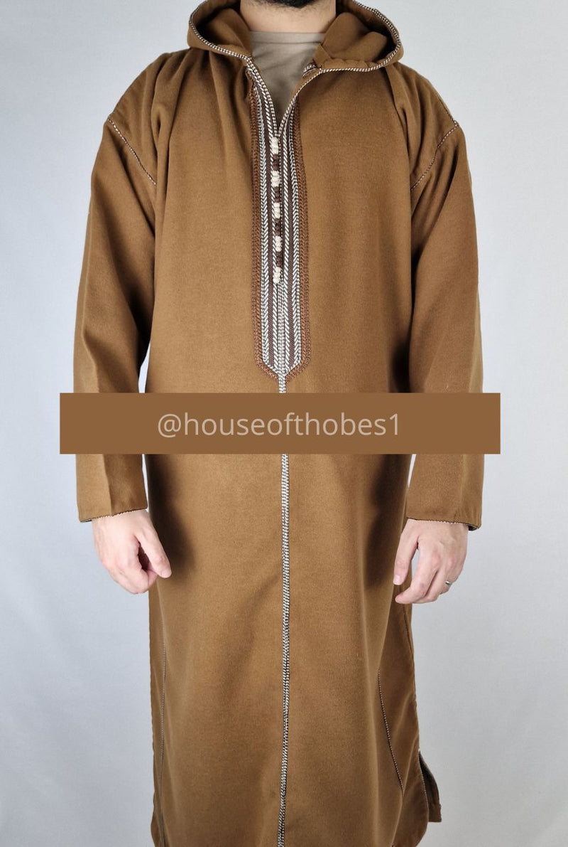 Chocolate Brown Winter Moroccan Djellaba | Thobe (Thick Fabric)