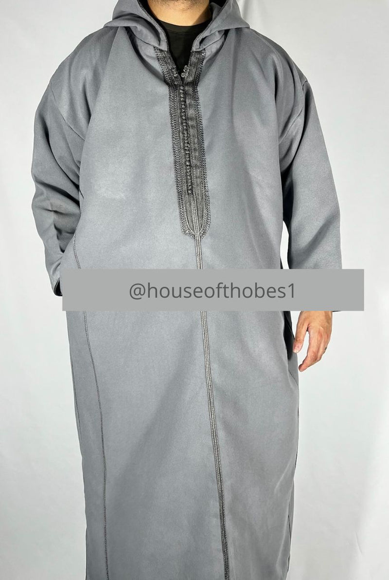 Grey Winter Moroccan Djellaba | Thobe (Thick Fabric)