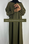 Olive Green Nida Open Abaya