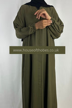 Olive Green Nida Open Abaya