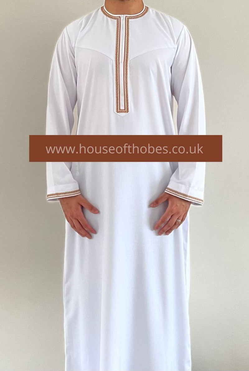 Boy's White Embroidered Omani Thobe (Baby / Toddler Size)