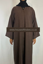 Brown "Linen Look" Open Abaya