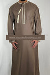 Sepia Brown Embroidered Omani Thobe