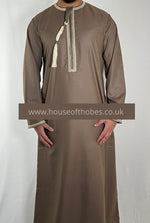 Sepia Brown Embroidered Omani Thobe