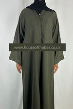 Khaki "Linen Look" Open Abaya