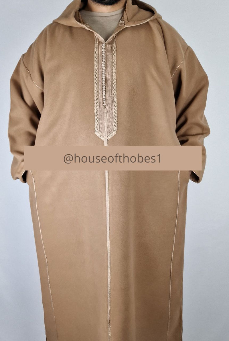 Luxury Nude Winter Moroccan Djellaba | Thobe (Thick Fabric)