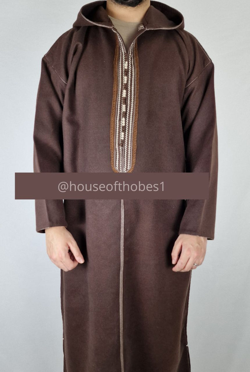 Brown Winter Moroccan Djellaba | Thobe (Thick Fabric)