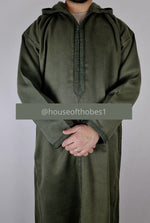 Luxury Khaki Winter Moroccan Djellaba | Thobe (Thick Fabric)