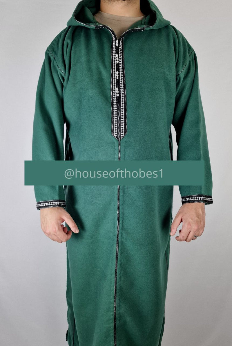 Emerald Green Winter Moroccan Djellaba | Thobe (Thick Fabric)