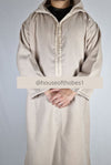 Beige Winter Moroccan Djellaba | Thobe (Thick Fabric)