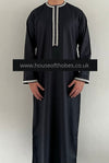 Boy's Black Embroidered Omani Thobe (Baby / Toddler Size)