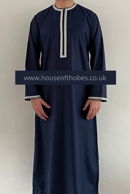 Boy's Navy Embroidered Omani Thobe