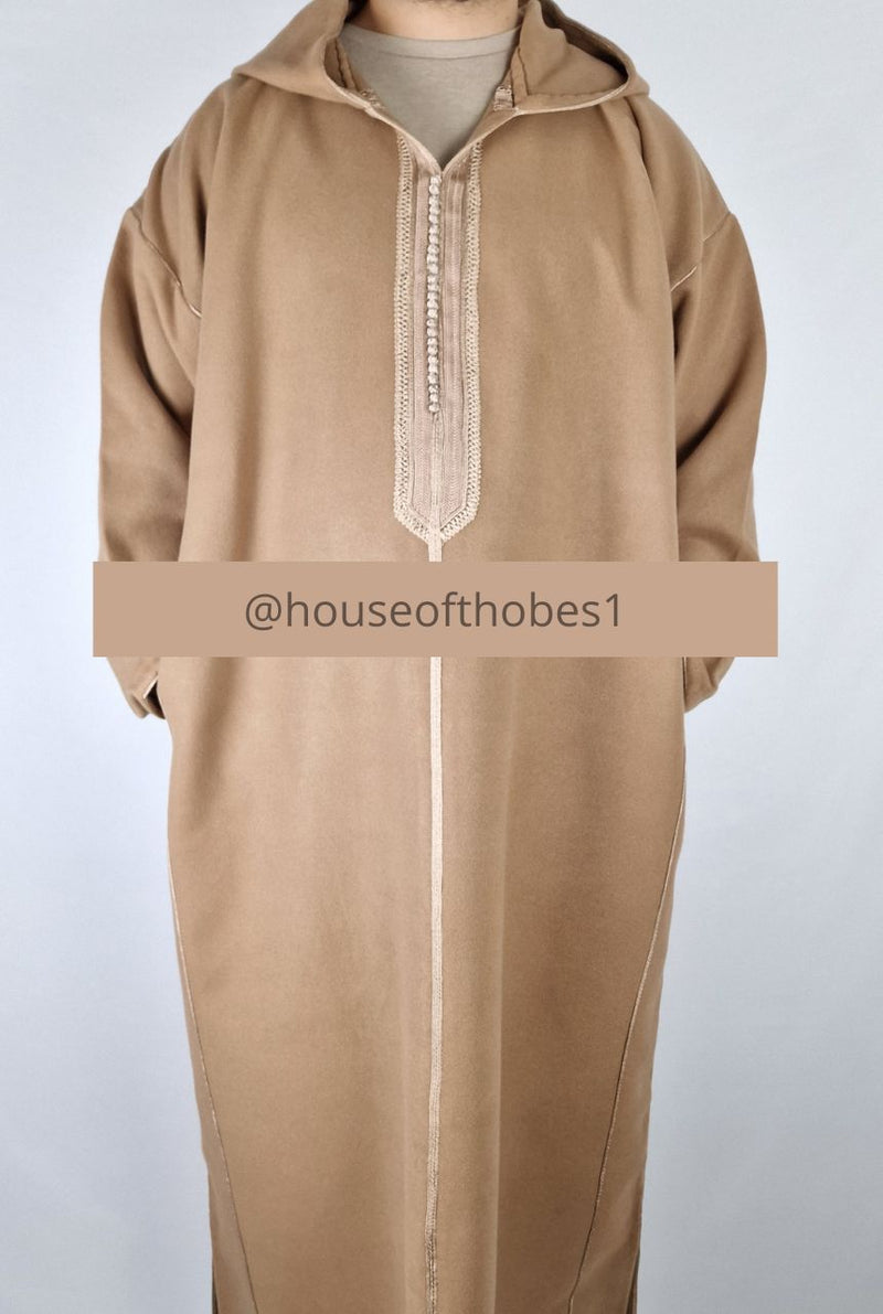 Luxury Nude Winter Moroccan Djellaba | Thobe (Thick Fabric)