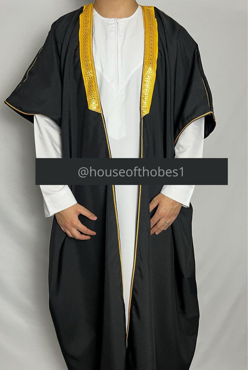 Black and Gold Bisht | Thobe Overcoat