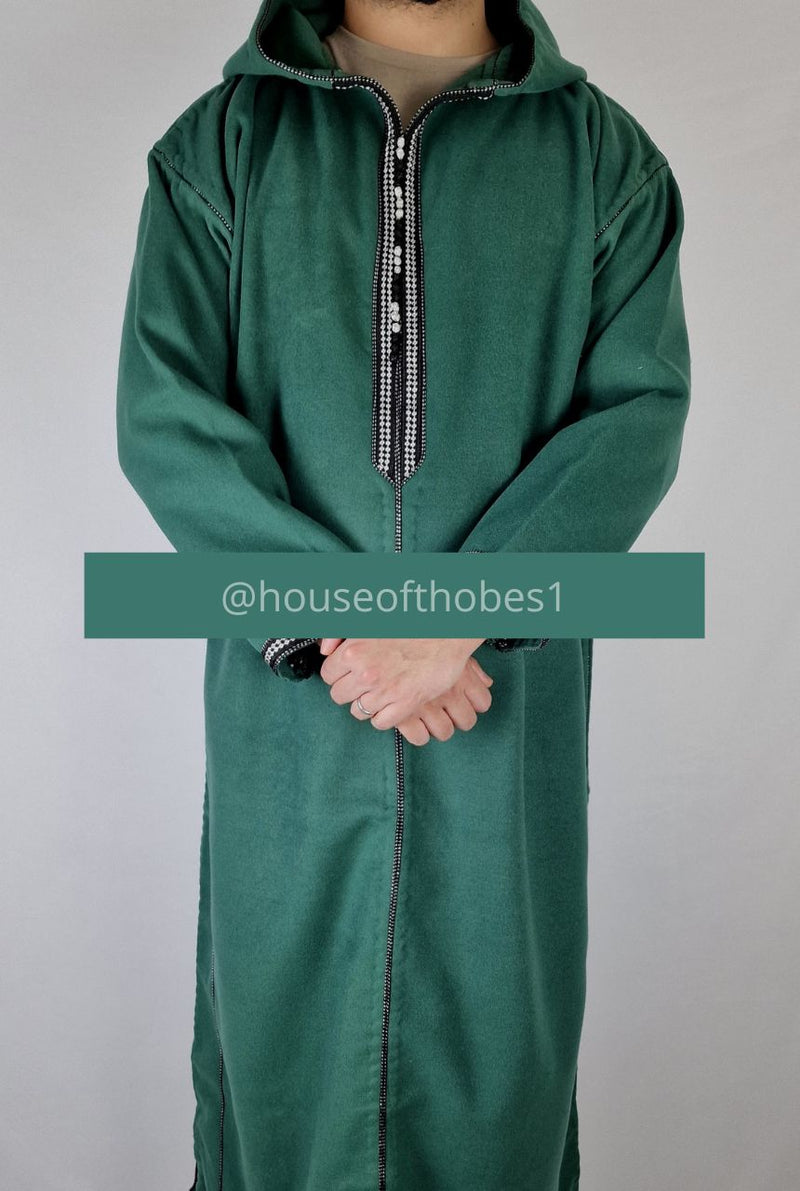 Emerald Green Winter Moroccan Djellaba | Thobe (Thick Fabric)