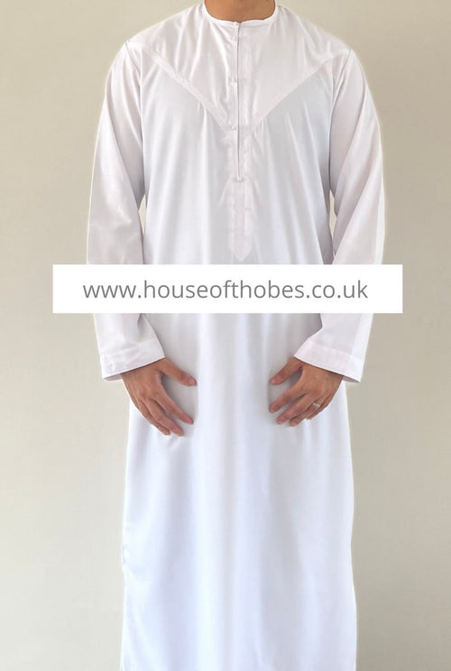 White Non-Shiny Emirati Tassel Thobe