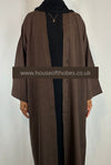 Brown "Linen Look" Open Abaya