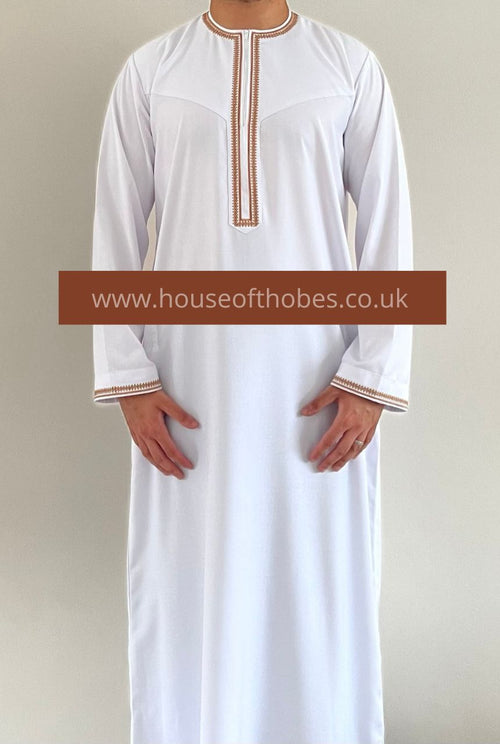 Boy's White Embroidered Omani Thobe