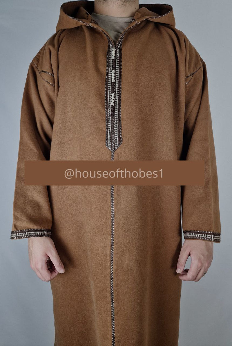 Luxury Brown Winter Moroccan Djellaba | Thobe (Thick Fabric)