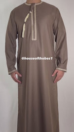 Sepia Brown Embroidered Omani Thobe